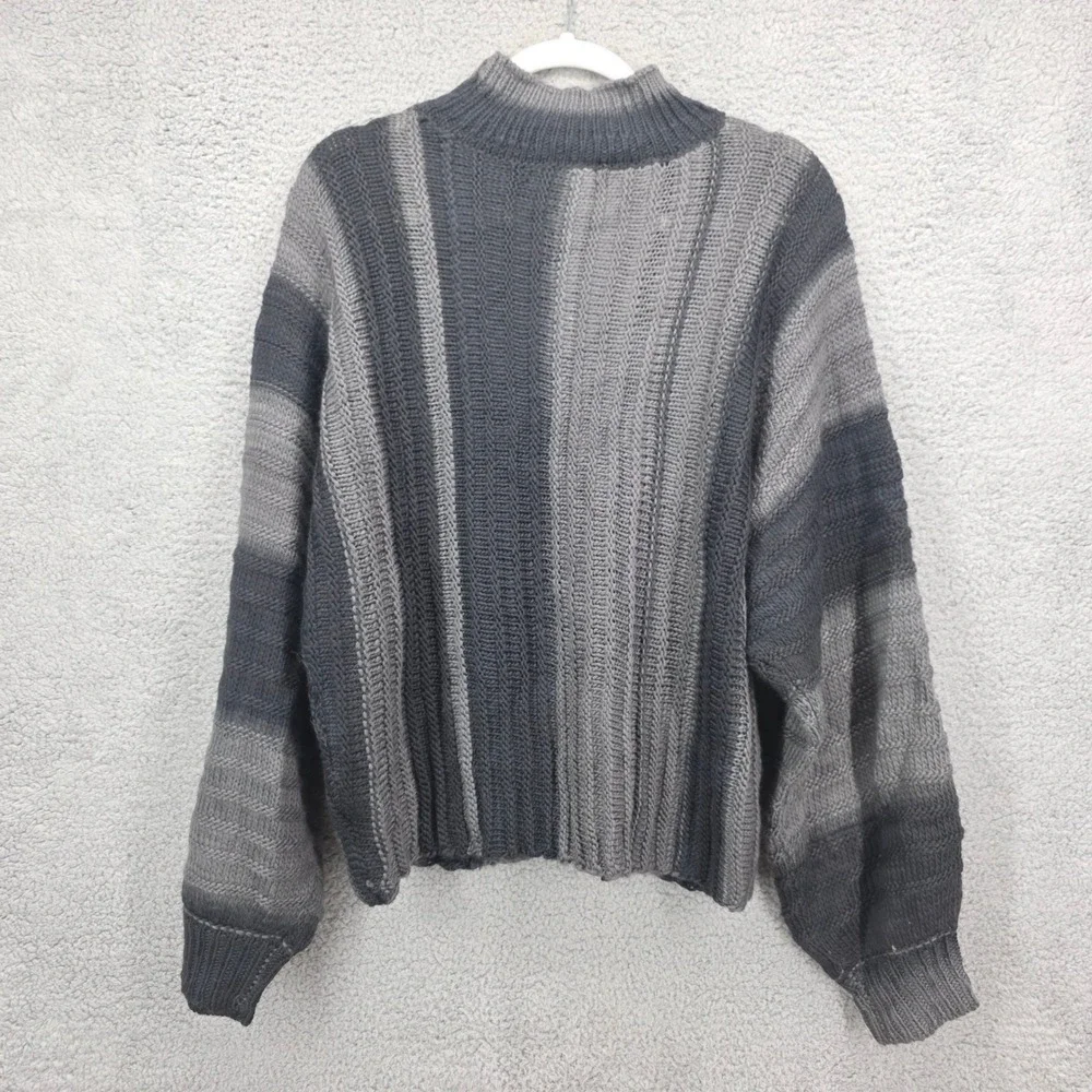Grey Collection Striped Mock Neck Sweater XL Acrylic Loose Fit‎ Casual